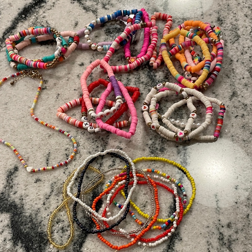 Colorful Beaded Kids Bracelets Set